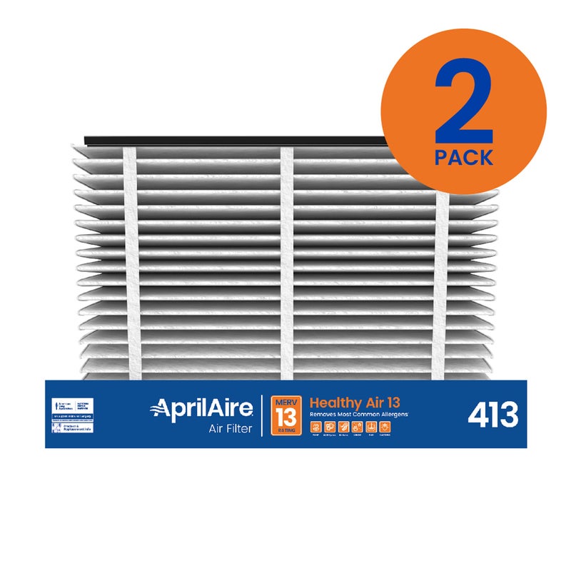 Aprilaire فلتر بديل AprilAire 413 لمرشحات الهواء المنزلية AprilAire - MERV 13، منزل صحي للحساسية، فلتر هواء 16x25x4 (عبوة من 2) - Image 2